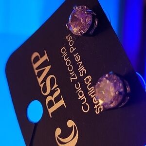 Cubic Zirconia Sterling Silver Post Earrings C RSVP
